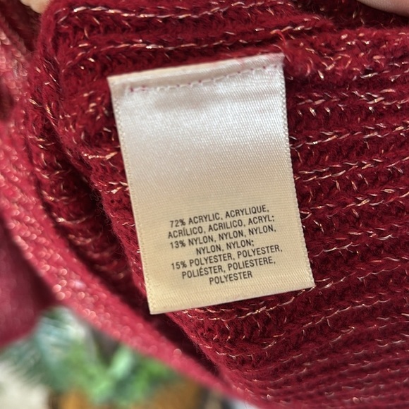 ANTHROPOLOGIE MOTH Tanwen Bell Sleeve Pullover Sweater Crewneck Maroon Metallic - Picture 10 of 16